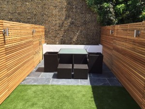 Slatted screen fencing for urban gardens